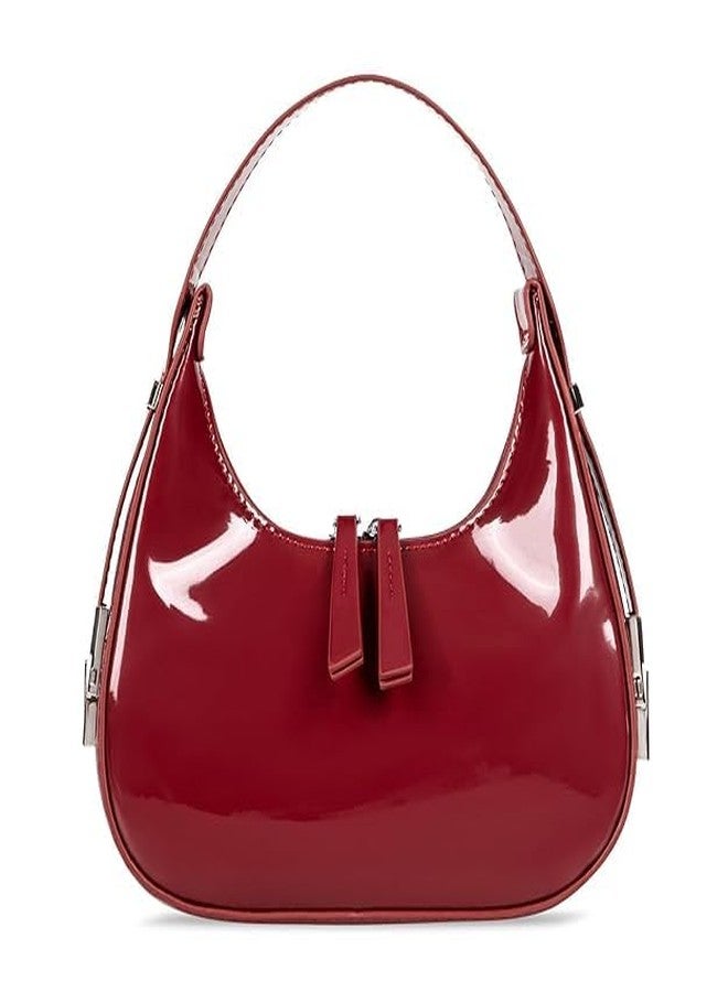HaveGlam Women Glossy Sling Bag | Patent PU Leather Shoulder Handbag for Girls | Trendy Small Purse with Adjustable Strap | Stylish Party & Casual Bag-Maroon - Image 2