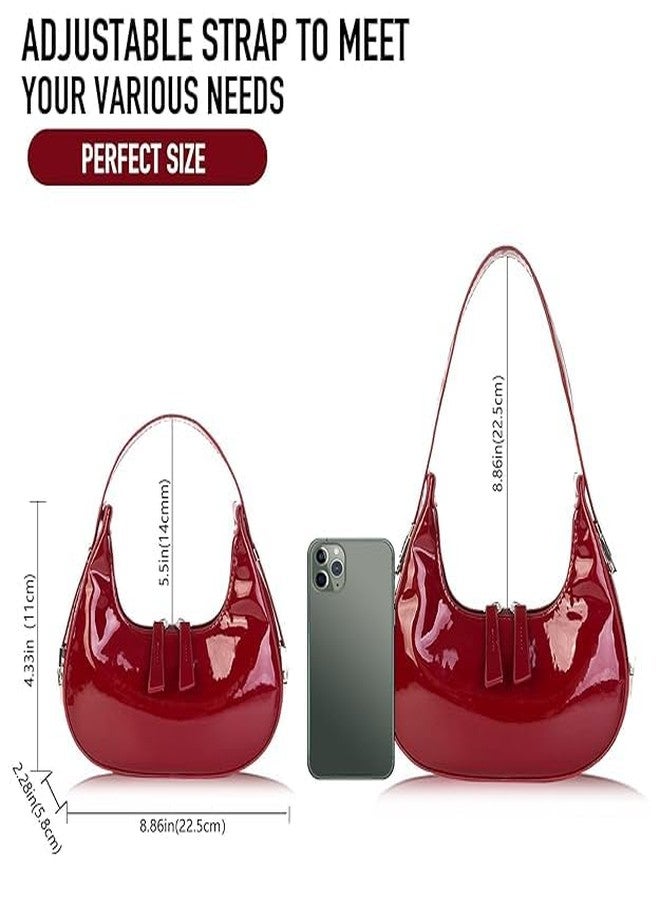 HaveGlam Women Glossy Sling Bag | Patent PU Leather Shoulder Handbag for Girls | Trendy Small Purse with Adjustable Strap | Stylish Party & Casual Bag-Maroon - Image 4