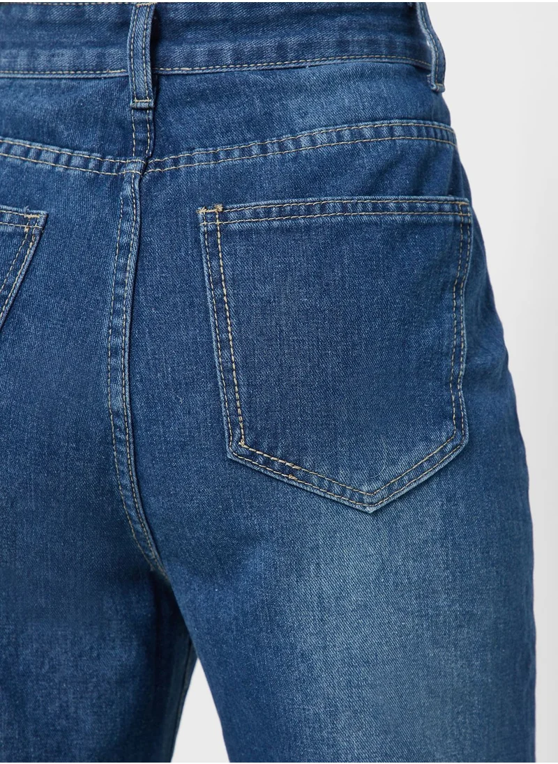 Ginger Raw Hem Mom Jeans