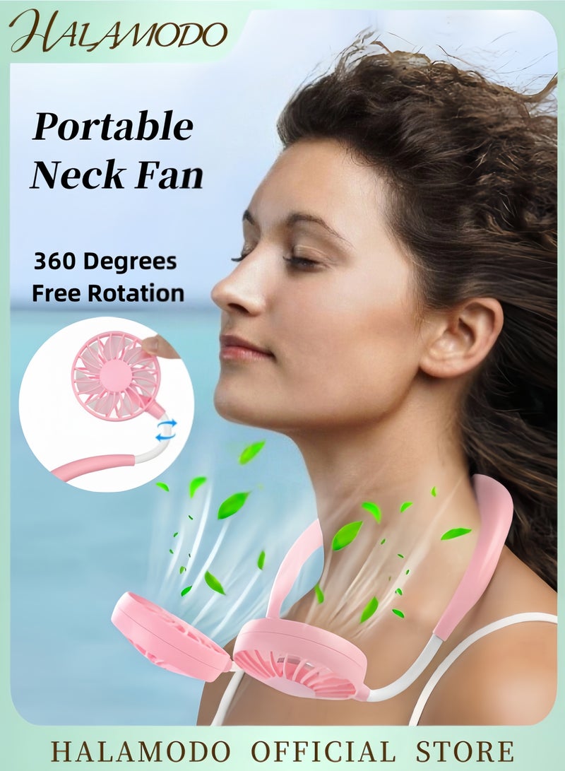 هالامودو مروحة رقبة محمولة محمولة على الرقبة مراوح رقبة شخصية USB صغيرة يمكن ارتداؤها بدون استخدام اليدين يمكن ارتداؤها باليدين، مراوح صغيرة محمولة صغيرة للتبريد حول رقبتك مع دوران حر 360 درجة للعمل والسفر والمكتب والقراءة في الهواء الطلق - Image 1