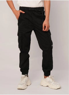 Men’s Athletic Relaxed Multi Pockets Cargo Pants in Black