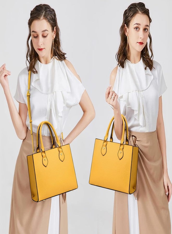 CHICAROUSAL Crossbody Purses and Handbags for Women PU Leather Tote Top Handle Satchel Shoulder Bags (Liz Yellow) - Image 2
