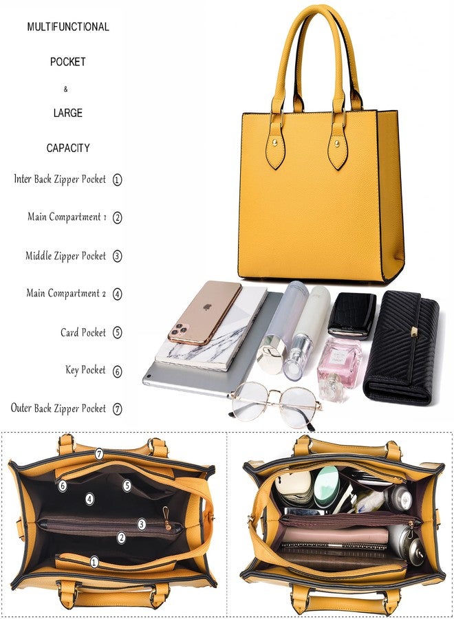 CHICAROUSAL Crossbody Purses and Handbags for Women PU Leather Tote Top Handle Satchel Shoulder Bags (Liz Yellow) - Image 5