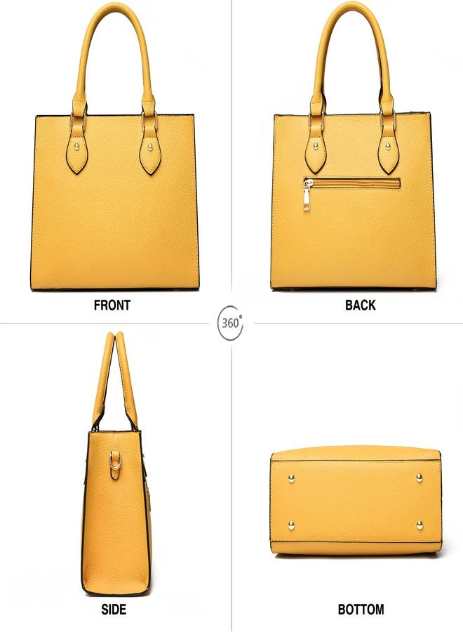 CHICAROUSAL Crossbody Purses and Handbags for Women PU Leather Tote Top Handle Satchel Shoulder Bags (Liz Yellow) - Image 4