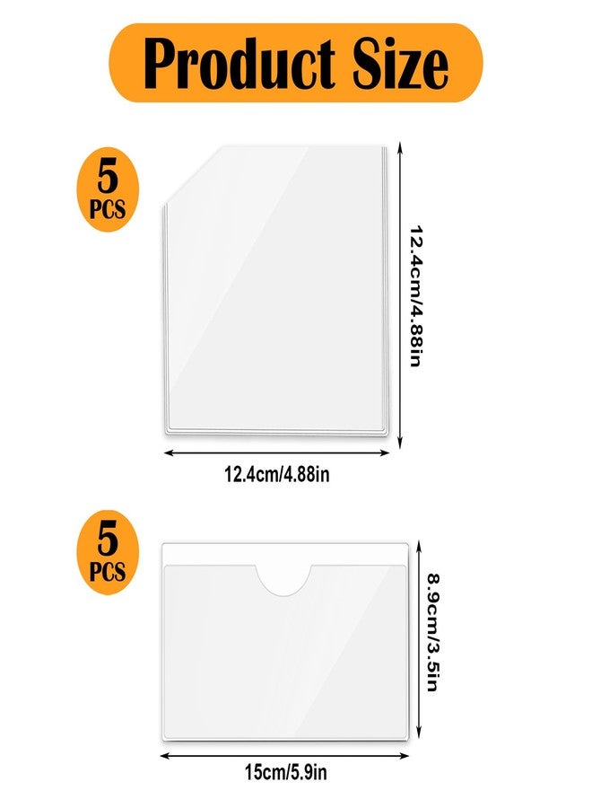 HaiFafafaing 10 Pcs Adhesive Binder Pockets - PVC Index Clear Adhesive Pockets for Planners - 2 Styles Top Open Storage Sleeves, Planner Accessories, Binder Pocket - Image 2
