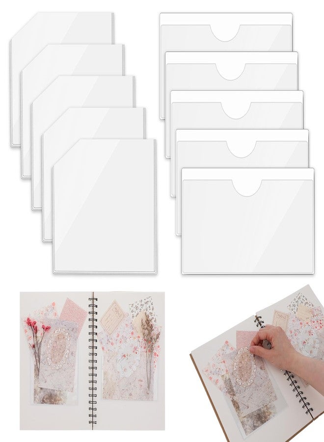 HaiFafafaing 10 Pcs Adhesive Binder Pockets - PVC Index Clear Adhesive Pockets for Planners - 2 Styles Top Open Storage Sleeves, Planner Accessories, Binder Pocket - Image 1