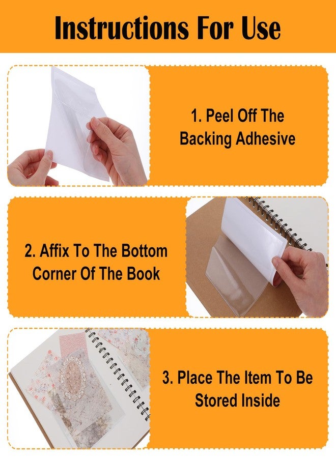 HaiFafafaing 10 Pcs Adhesive Binder Pockets - PVC Index Clear Adhesive Pockets for Planners - 2 Styles Top Open Storage Sleeves, Planner Accessories, Binder Pocket - Image 4