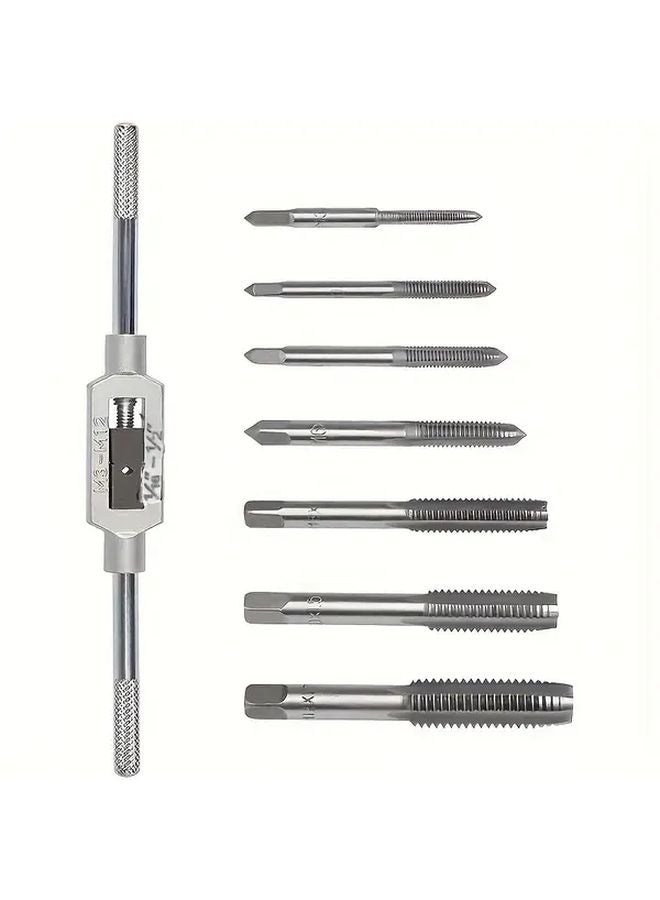 8PCS Metric M3 M12 Drill and Tap Set with Adjustable Wrench - Image 1