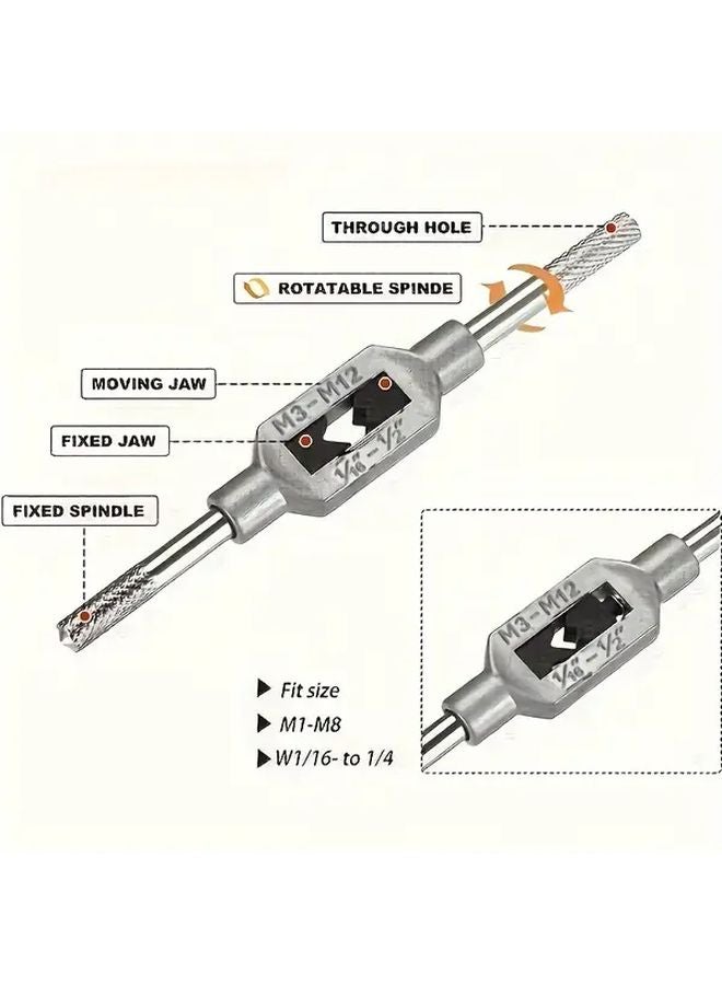 8PCS Metric M3 M12 Drill and Tap Set with Adjustable Wrench - Image 4