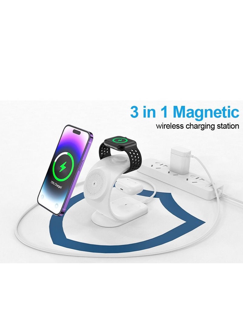 Generic - 3 in 1 Wireless Apple Charging Station Magnetic Fast Charger Stand Dock Multiple Devices for iPhone 14/Pro/Max/Plus/13/12,Watch Series 8/7/6/SE/5/4,AirPods 3/2/Pro(Adapter Included) - Image 1