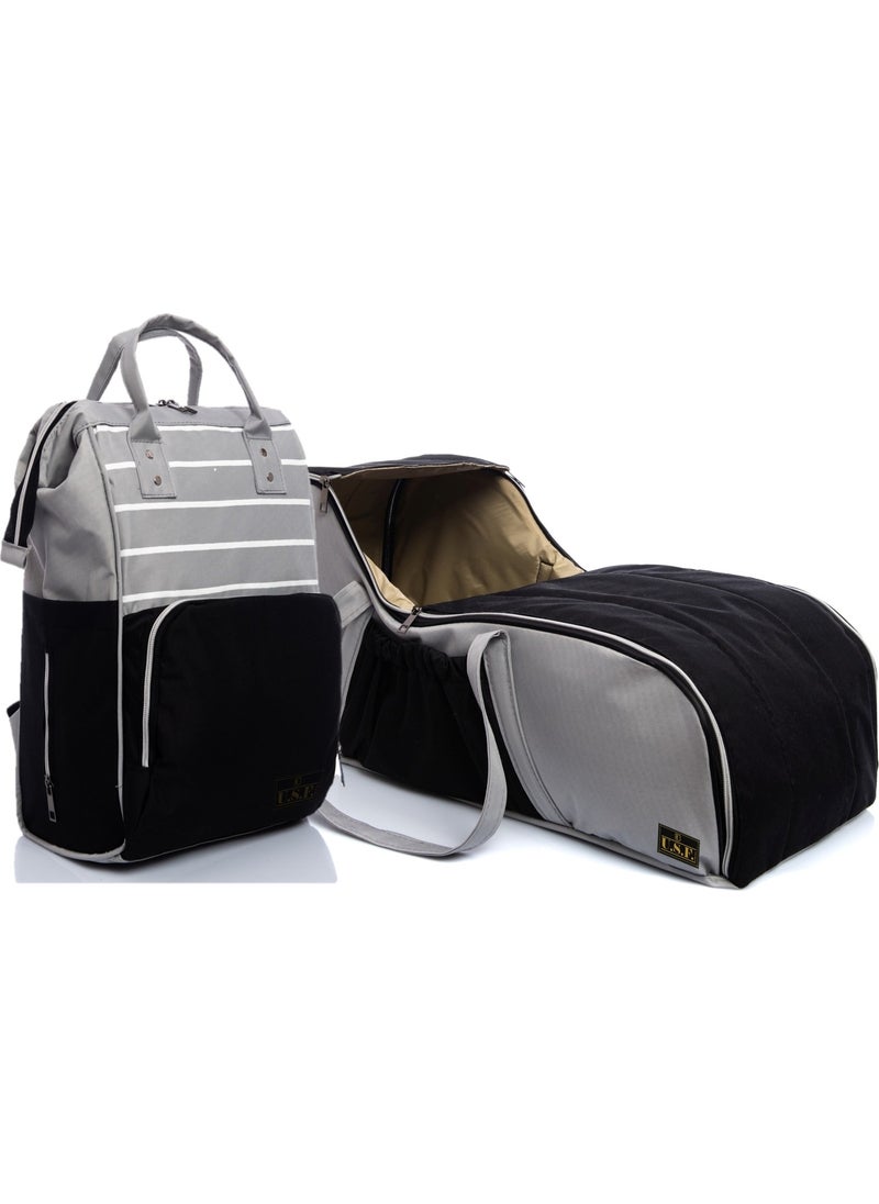 U.S.F Baby Care Bag + Carrycot Set Black - Gray  - Image 1