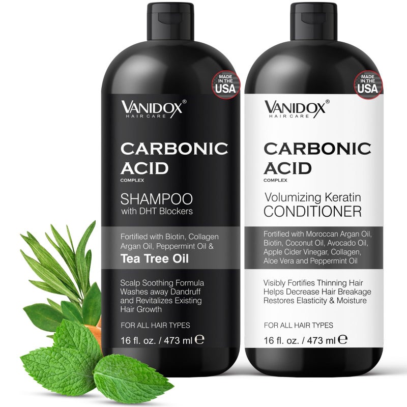 VANIDOX Carbonic Acid Shampoo and Conditioner for Men and Women Deep Moisturizing Conditioner Thickens Softens  Smooths Set for Hair Growth and Repair Made in USA  16 Fl Oz Each