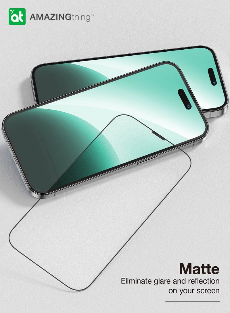 AMAZINGthing واقي شاشة زجاجي فائق مضاد للتوهج لهاتف iPhone 15 Plus من الزجاج المقوى مع فلتر مقاوم للغبار من التيتانيوم وصينية تثبيت سهلة - [MATTE 2.75D] - Image 2