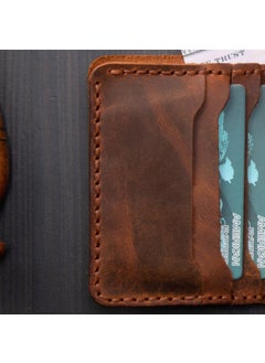 Vagave Genuine Leather Wallet Handmade Crazy Leather Men's Wallet Card Holder Brown  - Image 3