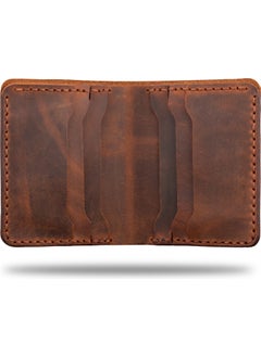 Vagave Genuine Leather Wallet Handmade Crazy Leather Men's Wallet Card Holder Brown  - Image 5