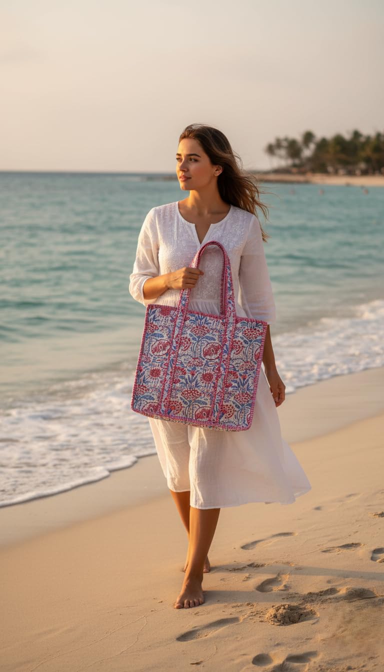 COTSILER Tote Bags Women Lightweight Travel Bag Purse Cotton Shoulder Tote Bag For Shopping Grocery & Beach Bag (Design No 33) - Image 2