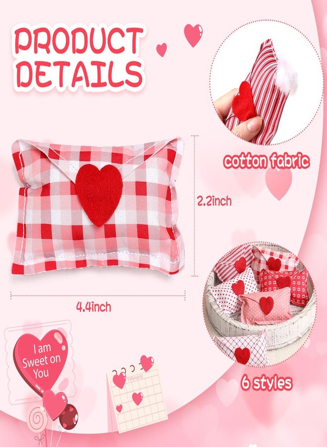 KORMMCO Valentines Ornaments Fabric Heart Envelope, 6PCS Wedding Love Letter Ornaments for Tiered Tray, Red Buffalo Check Envelope Wedding Anniversary Decorations Party DIY Crafts - Image 2
