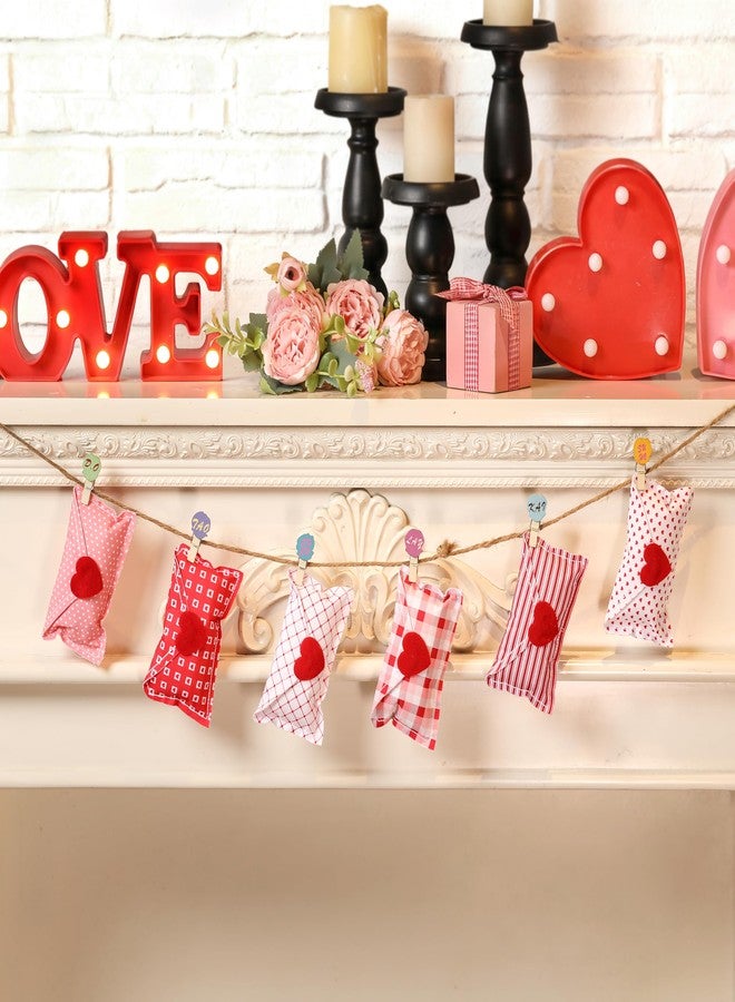 KORMMCO Valentines Ornaments Fabric Heart Envelope, 6PCS Wedding Love Letter Ornaments for Tiered Tray, Red Buffalo Check Envelope Wedding Anniversary Decorations Party DIY Crafts - Image 3