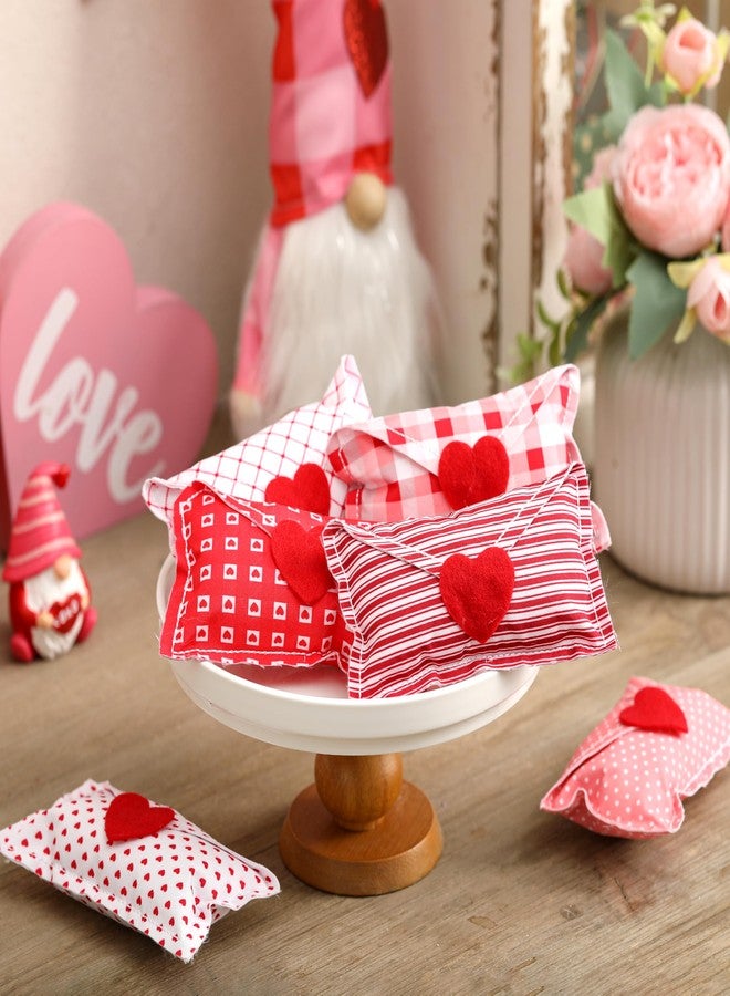 KORMMCO Valentines Ornaments Fabric Heart Envelope, 6PCS Wedding Love Letter Ornaments for Tiered Tray, Red Buffalo Check Envelope Wedding Anniversary Decorations Party DIY Crafts - Image 5