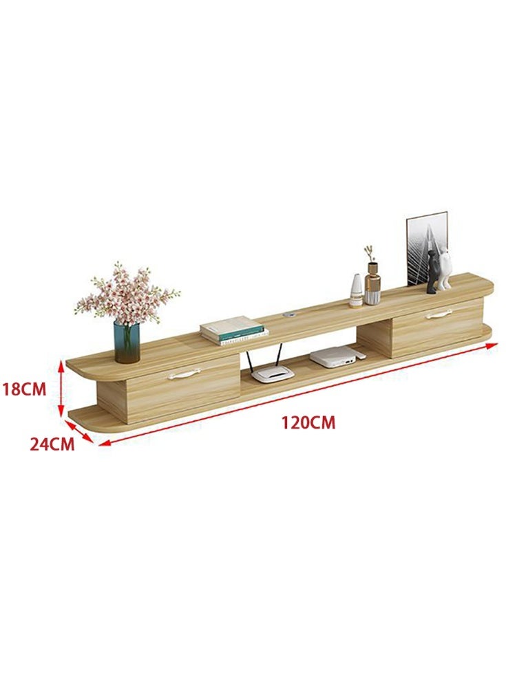 Generic Wall Mounted TV Cabinet, Floating TV Stand, 120cm Wall Hanging TV Unit with Drawers and Open Shelf for TVs Up to 55 Inch, White Modern TV Table for Living Room Bedroom, DSG020 (White) - Image 2
