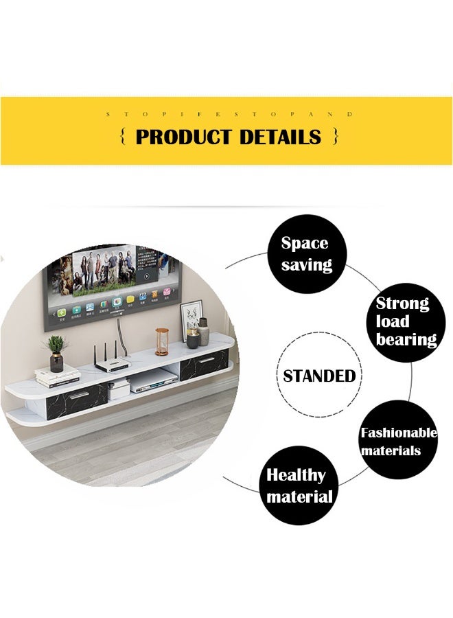 Generic Wall Mounted TV Cabinet, Floating TV Stand, 120cm Wall Hanging TV Unit with Drawers and Open Shelf for TVs Up to 55 Inch, White Modern TV Table for Living Room Bedroom, DSG020 (White) - Image 4