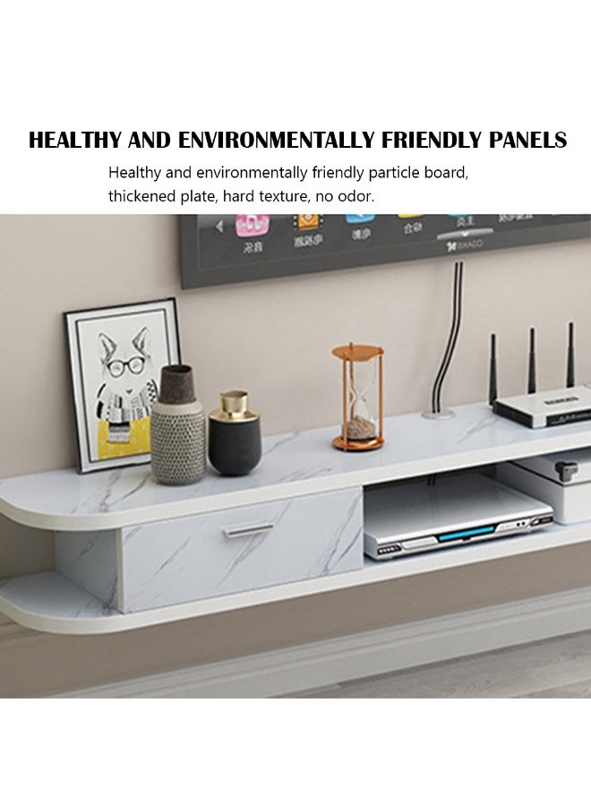 Generic Wall Mounted TV Cabinet, Floating TV Stand, 120cm Wall Hanging TV Unit with Drawers and Open Shelf for TVs Up to 55 Inch, White Modern TV Table for Living Room Bedroom, DSG020 (White) - Image 5