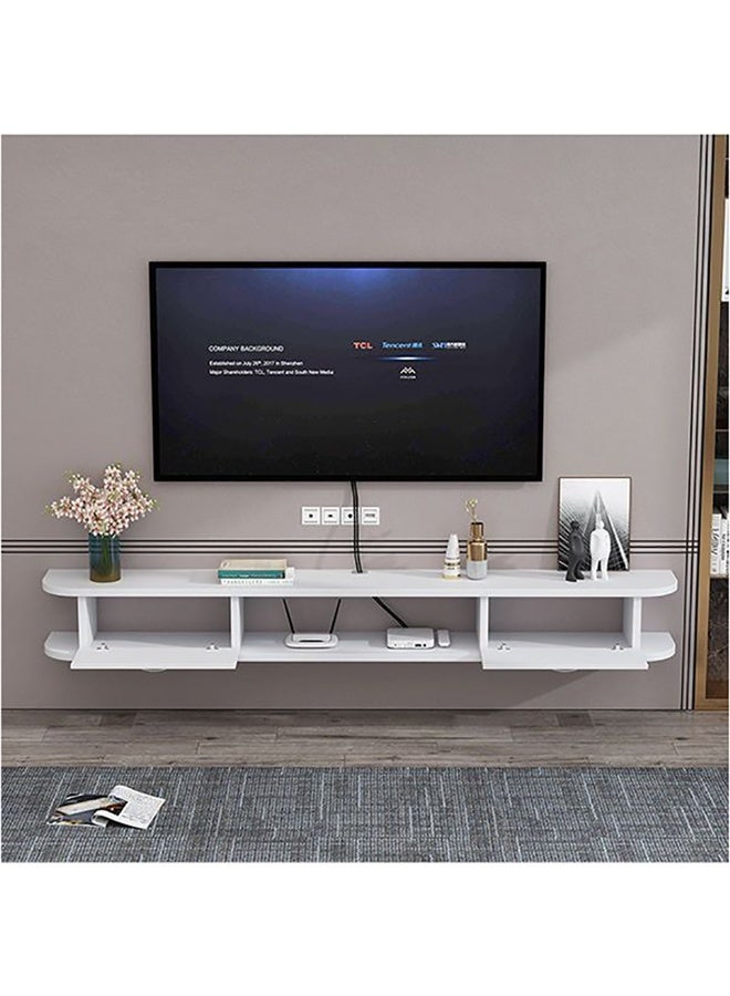 Generic Wall Mounted TV Cabinet, Floating TV Stand, 120cm Wall Hanging TV Unit with Drawers and Open Shelf for TVs Up to 55 Inch, White Modern TV Table for Living Room Bedroom, DSG020 (White) - Image 3