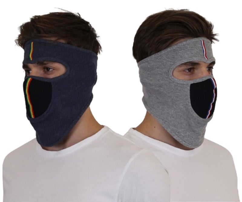 SOUL eTHICS Breathable Pure Cotton Summer Full Face Cover for Biker, Face Protection Mask, Summer Face Cover, Winter, Dust Protection Mask, Helmet Cover for Bikers (Dark and Light Grey) - Image 1