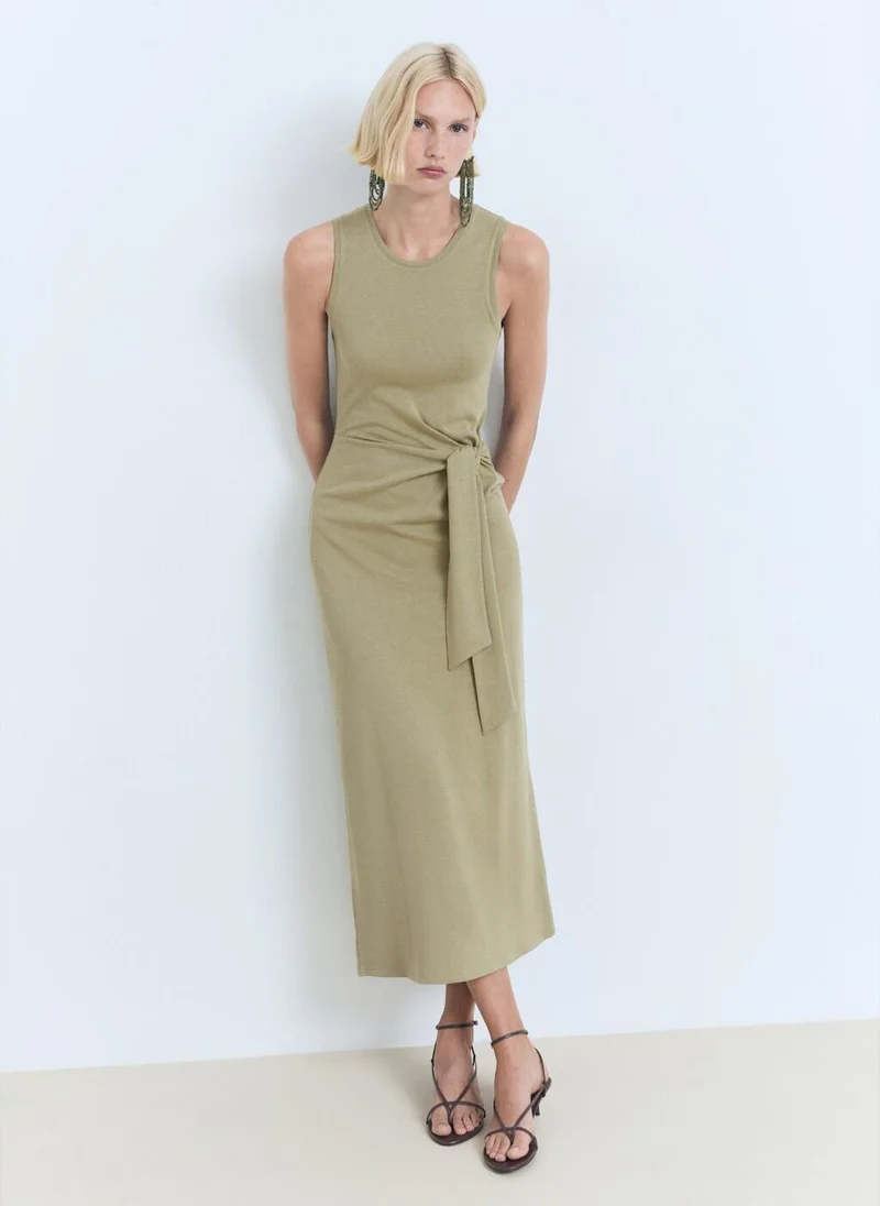 MANGO Casual Knot Detail Midi-Dress