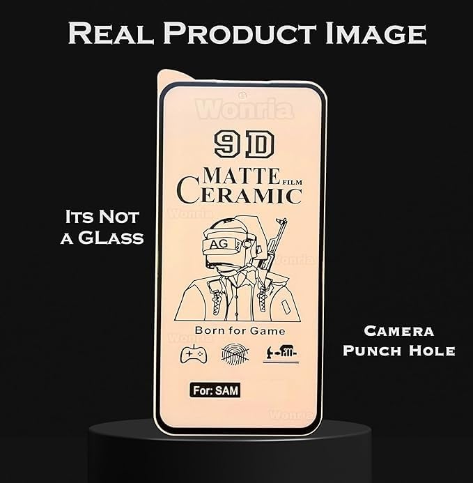 WonRia زجاج مقسى غير لامع 1+1 متوافق مع سامسونج A56 5G مع واقي عدسة الكاميرا 3D - (عبوة من 2) - Image 3