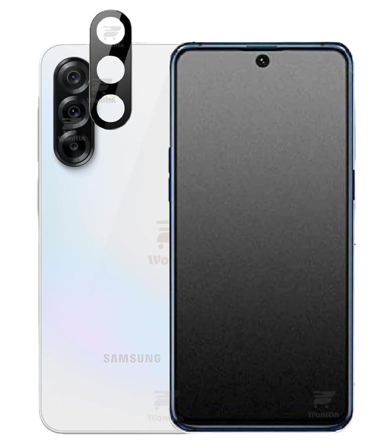 WonRia زجاج مقسى غير لامع 1+1 متوافق مع سامسونج A56 5G مع واقي عدسة الكاميرا 3D - (عبوة من 2) - Image 1