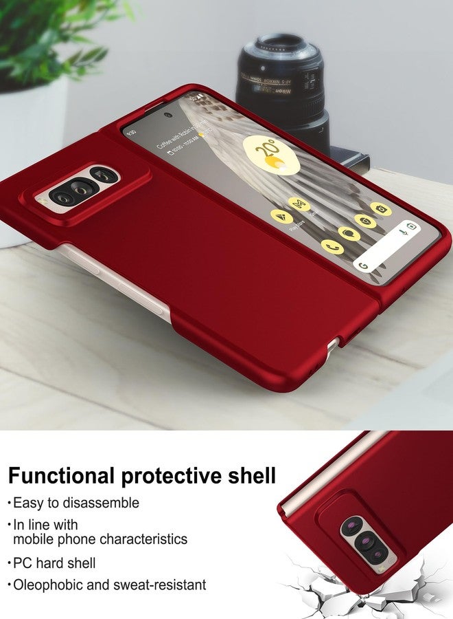 Foluu Case for Google Pixel Fold 2023, Ultra Thin Slim Fit Matte PC with Non-Slip Grip Full Protection Protective Cover for Google Pixel Fold 2023 (Red) - Image 3