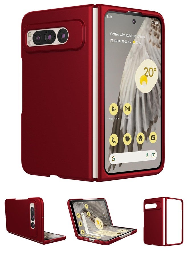 Foluu Case for Google Pixel Fold 2023, Ultra Thin Slim Fit Matte PC with Non-Slip Grip Full Protection Protective Cover for Google Pixel Fold 2023 (Red) - Image 1