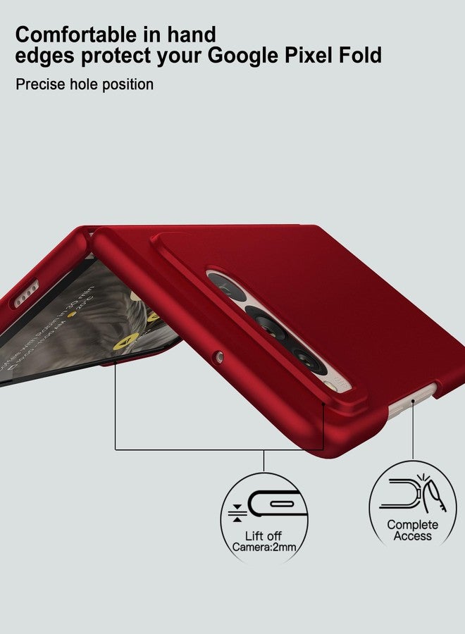 Foluu Case for Google Pixel Fold 2023, Ultra Thin Slim Fit Matte PC with Non-Slip Grip Full Protection Protective Cover for Google Pixel Fold 2023 (Red) - Image 2