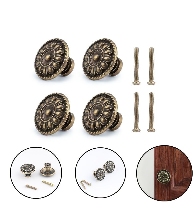 4 Piece Round Head Drawer Pull Handle with Screws for Cabinet Door Vanity Furniture - Image 1