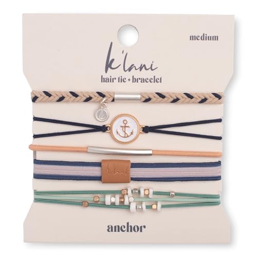 K'lani Klani Anchor Hair Tie Bracelets for Women Boho Hair Ties Elastic Bracelet Accessories for Hairs Wrist Gift for Birthdays Mothers Day Graduation 5 Pack Large - Image 1
