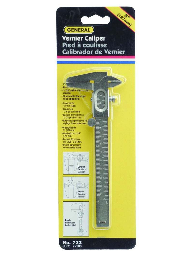 General Tools General Tools Metric and English Vernier Caliper #722, Machined Steel, Pack of 1  - Image 3