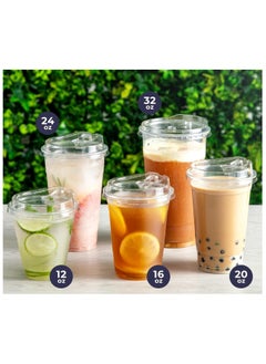 Generic 50 Pack 16 oz Disposable Plastic Strawless Cups with Clear Lids Eco-Friendly Lids Perfect for Iced Coffee, Smoothies, Sodas, and Cafe Essentials  - Image 2