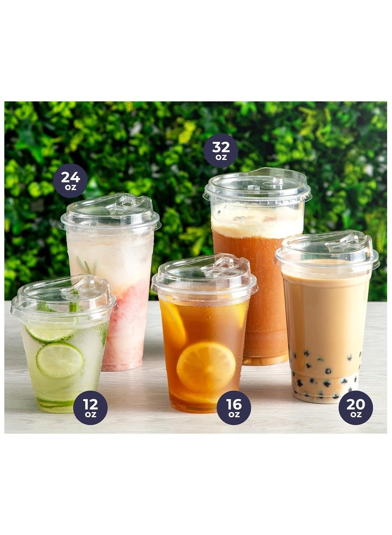 16 oz Disposable Plastic Strawless Cups with Clear Lids Eco-Friendly Lids Perfect for Iced Coffee, Smoothies, Sodas, and Cafe Essentials  - Image 2