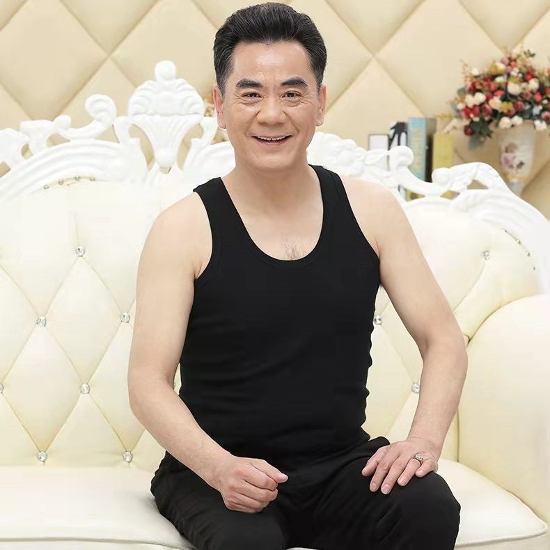 Middle-Aged Men'S Summer Pure Cotton Old-Fashioned Hurdle Camisole Loose Underwear For Middle-Aged And Elderly Full Sweat Cotton Shirt For Youth - Image 1