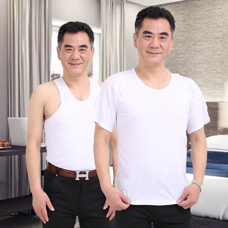 Middle-Aged Men'S Summer Pure Cotton Old-Fashioned Hurdle Camisole Loose Underwear For Middle-Aged And Elderly Full Sweat Cotton Shirt For Youth - Image 4