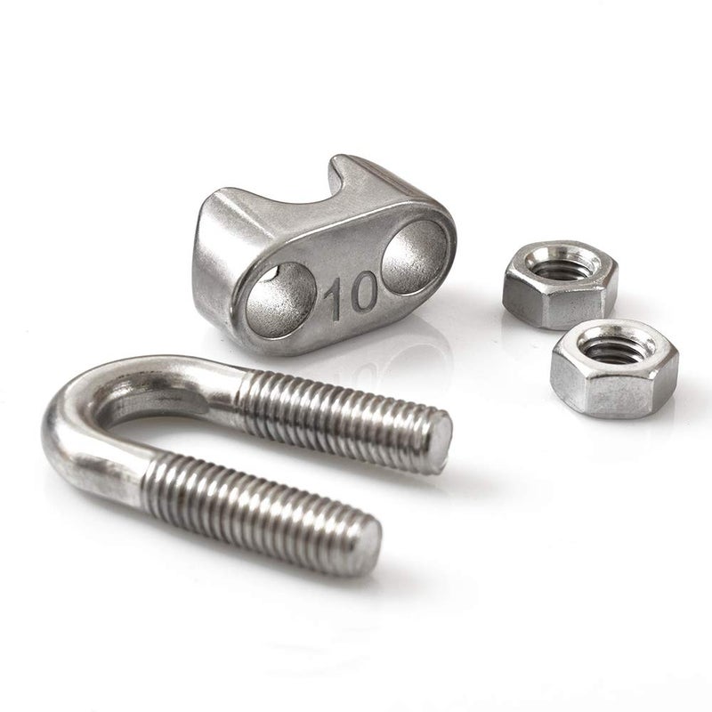 Cozihom 3/8 Inch M10 Wire Rope Cable Clip Clamp  304 Stainless Steel  U Bolt Saddle Fastener  Pack Of 6 - Image 5
