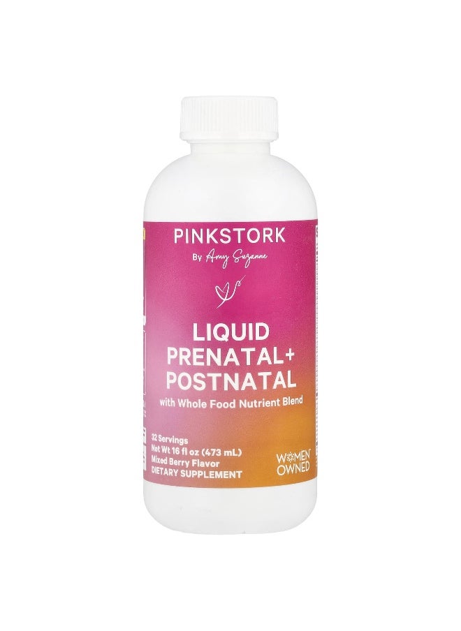 Pink Stork Pink Stork, Liquid Prenatal + Postnatal, Mixed Berry, 16 fl oz (473 ml)  - Image 1