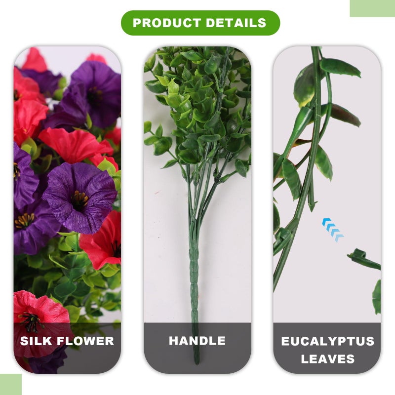 ADXORA 12 Bundles Morning Glory Artificial Flowers for Outdoor Decoration UV Resistant Fake Plastic Plants Artificial Greenery for Indoor Outdoor Garden Patio Window Box Home Decor - Image 3