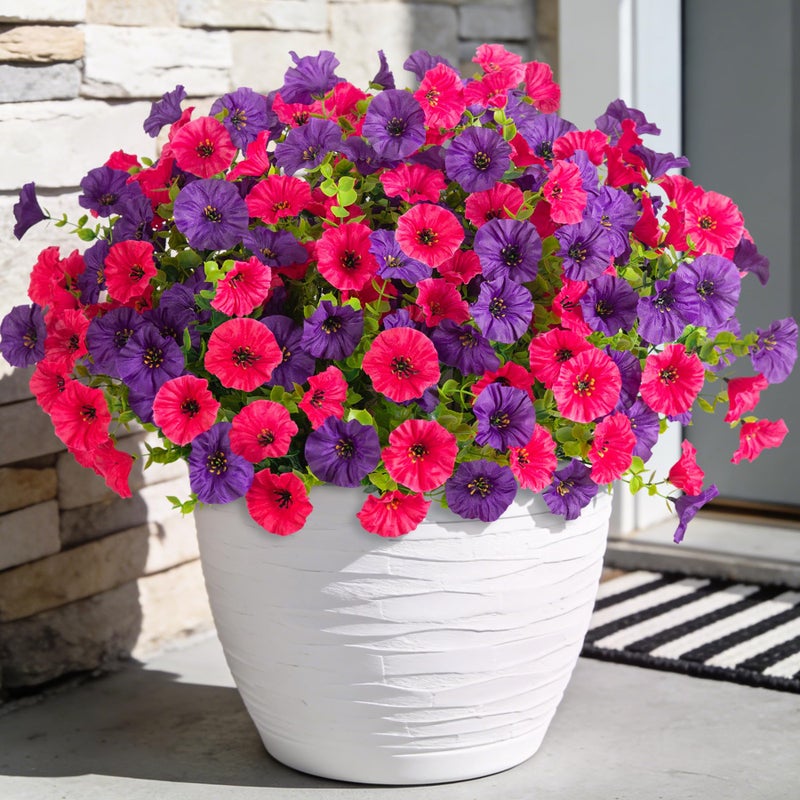 ADXORA 12 Bundles Morning Glory Artificial Flowers for Outdoor Decoration UV Resistant Fake Plastic Plants Artificial Greenery for Indoor Outdoor Garden Patio Window Box Home Decor - Image 1