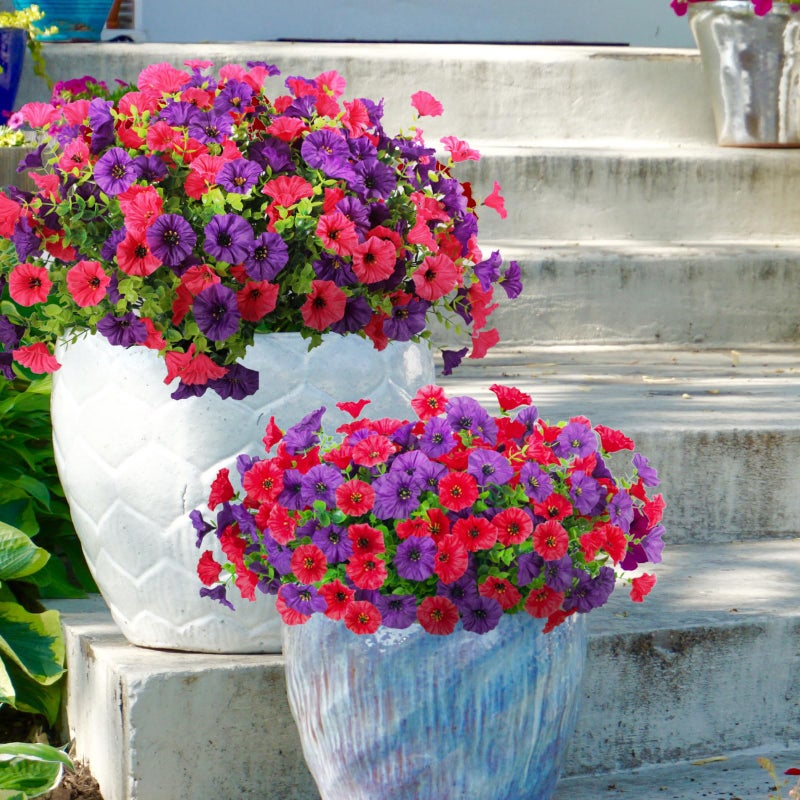 ADXORA 12 Bundles Morning Glory Artificial Flowers for Outdoor Decoration UV Resistant Fake Plastic Plants Artificial Greenery for Indoor Outdoor Garden Patio Window Box Home Decor - Image 4