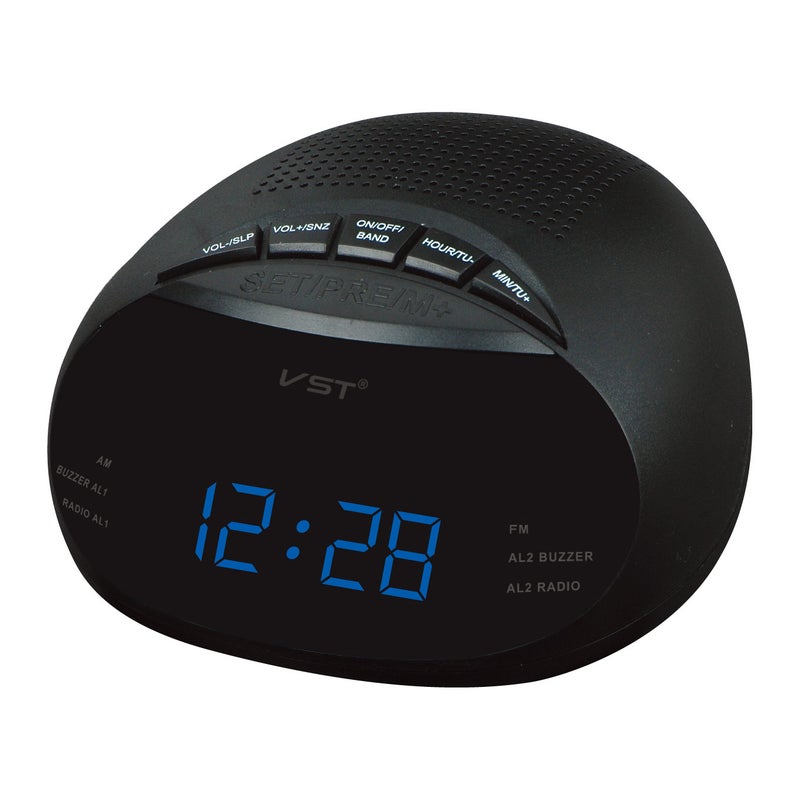 LED clock control radio alarm clock time alarm function and support radio alarm AM FM dual channel Blue 