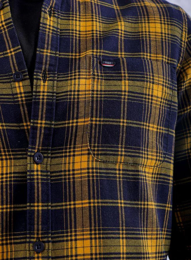 The Indian Garage Co Men Slim Fit Checkered Full Sleeves Cutaway Collar Casual Shirt