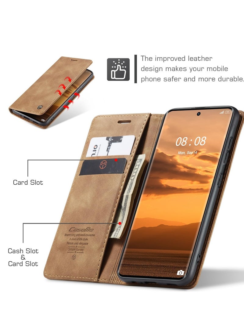 CaseMe Phone Case Luxury PU Leather Design 013 Flip Cover Card Slot Holder Cover For Honor X9B (Brown)  - Image 2