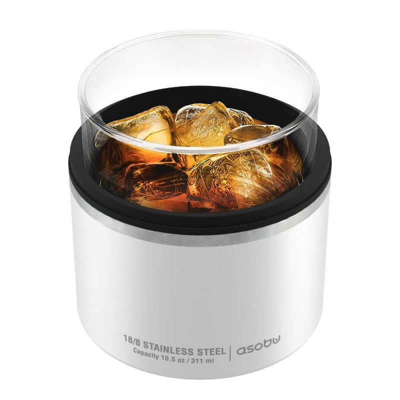 asobu asobu Whiskey Glass with Insulated Stainless Steel Sleeve 105 ounces White 